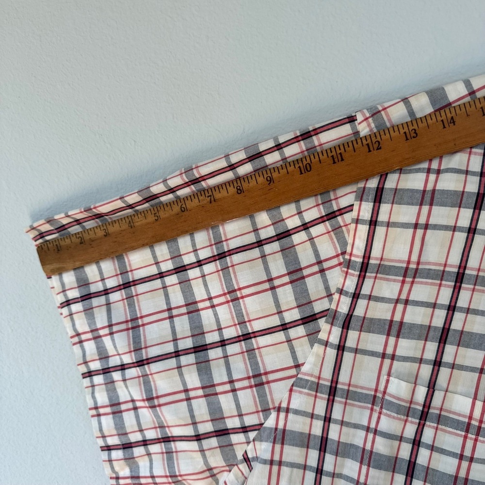 King Size Mens White Red Plaid Dad Core Short Sleeve Button Down Shirt Size 3XLg - Picture 10 of 10